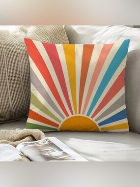 NEW Boho Sunshine Pillow Cover (1) - 18”x18” - Polyester - No Pillow Insert